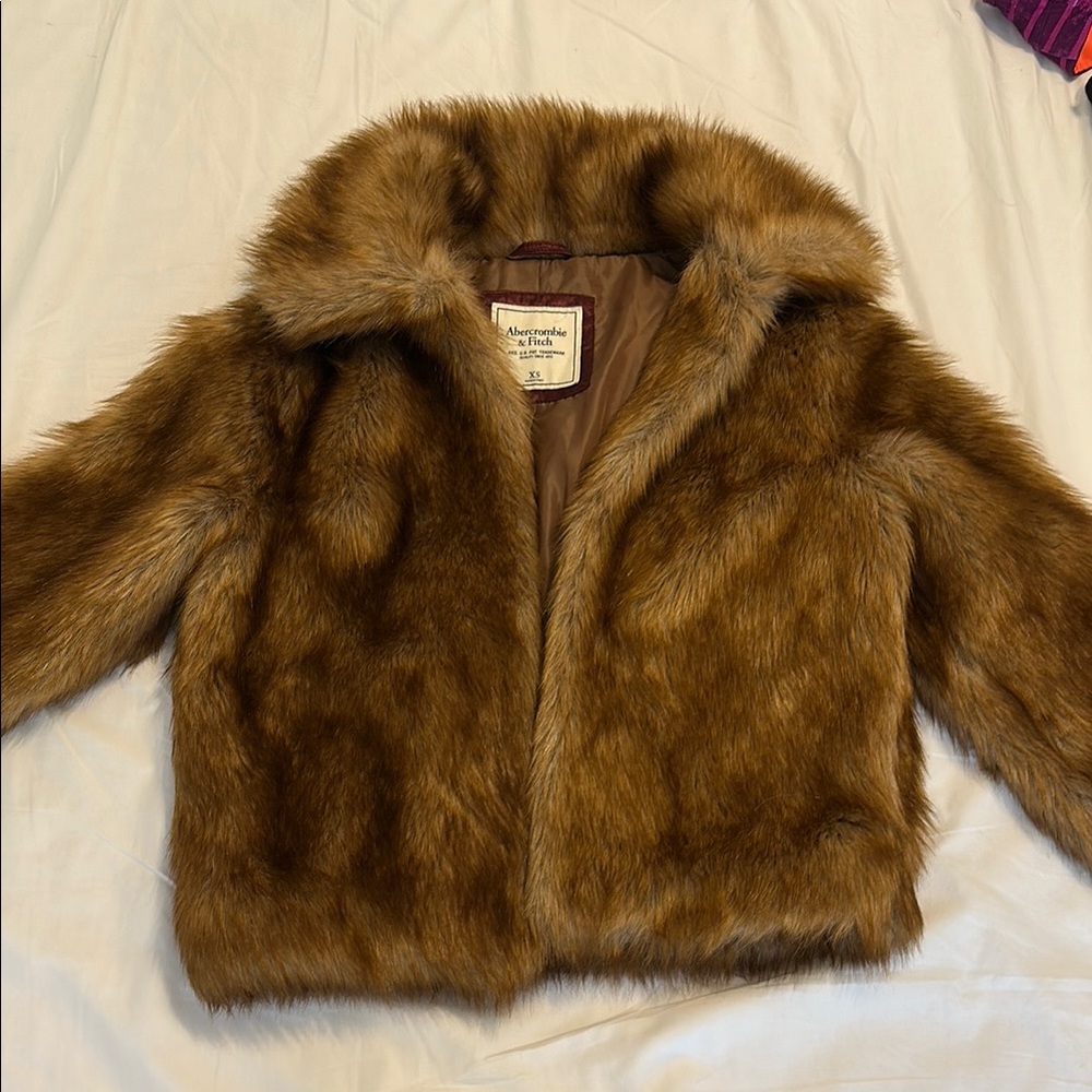 Abercrombie & Fitch Brown Faux Fur Jacket